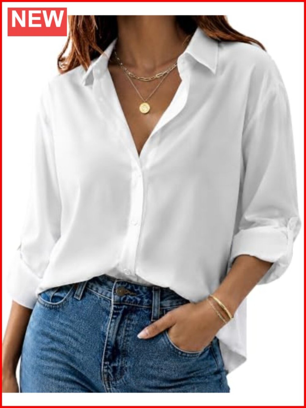 Womens Button Down Shirt Long Sleeve Business Casual Blouse